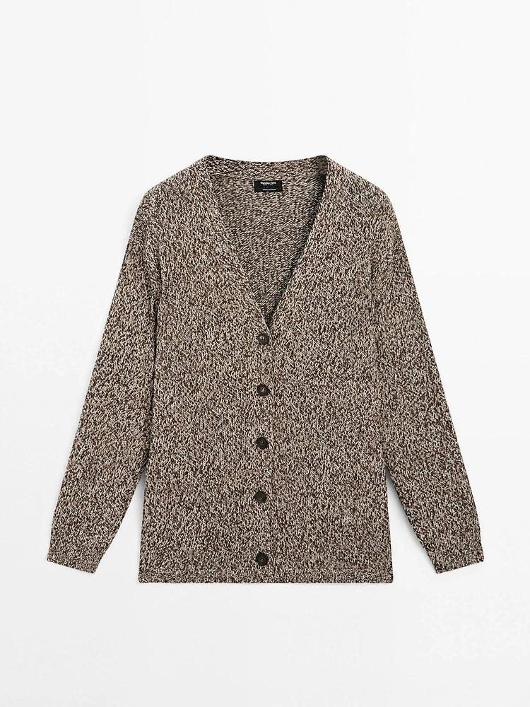 Mouliné V-neck long cardigan