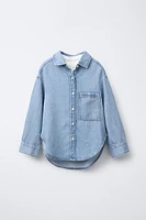 DENIM SHIRT AND RIB KNIT T-SHIRT SET