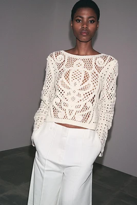 TOP CROCHET MANCHES LONGUES