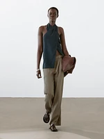Halter neck back neckline top