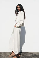 PANTALON JUPE-CULOTTE BRODERIES AJOURÉES