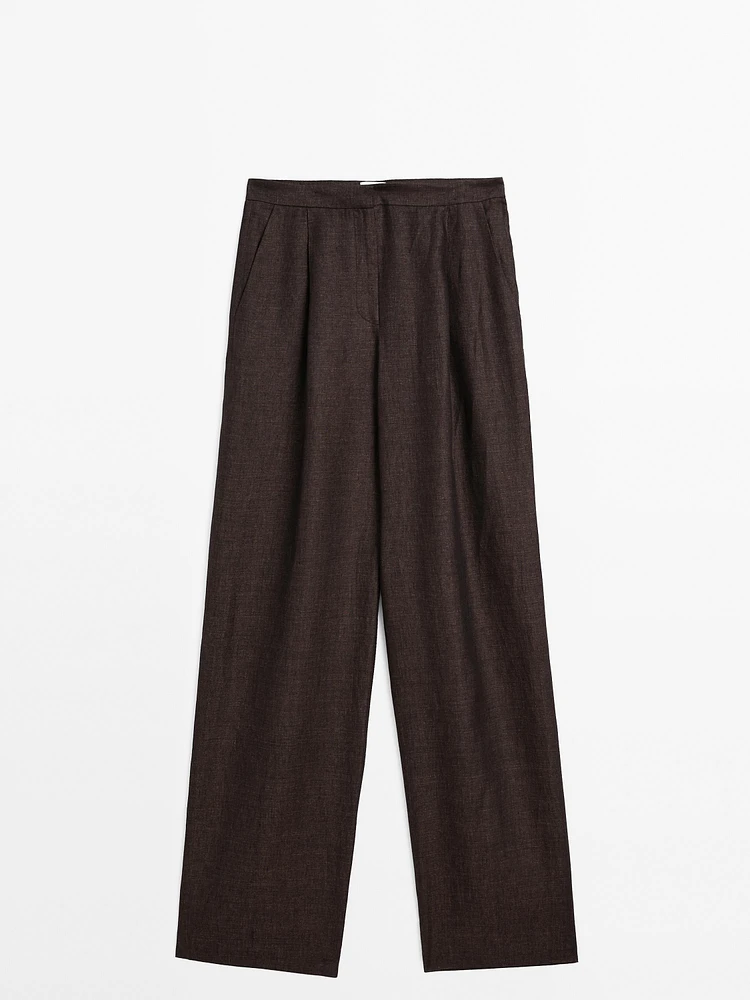 Pantalon à pince en lin chiné - Limited Edition