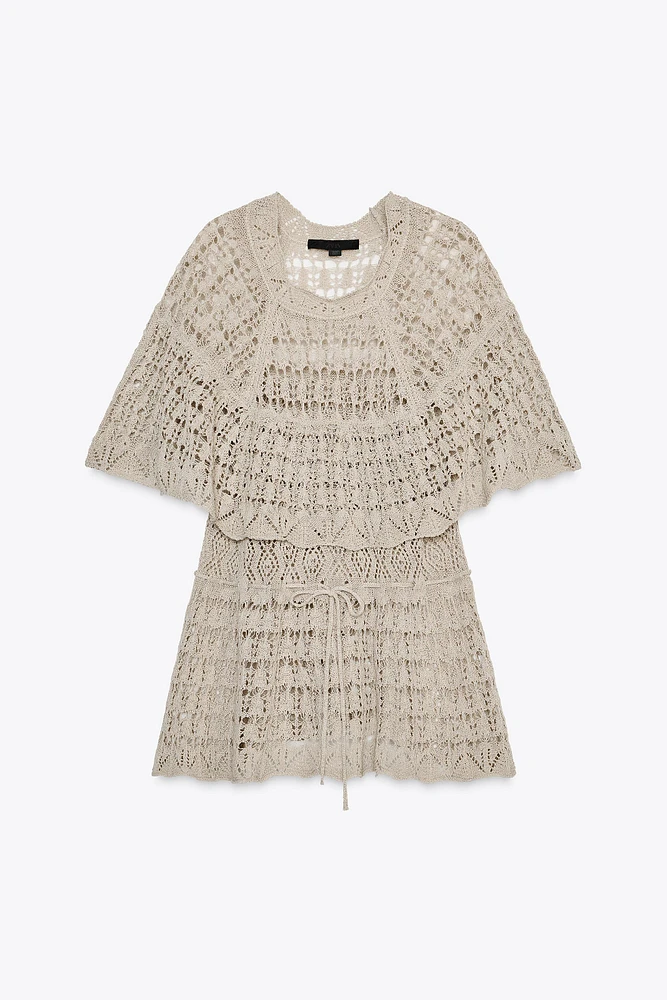 POINTELLE RUFFLE KNIT TOP