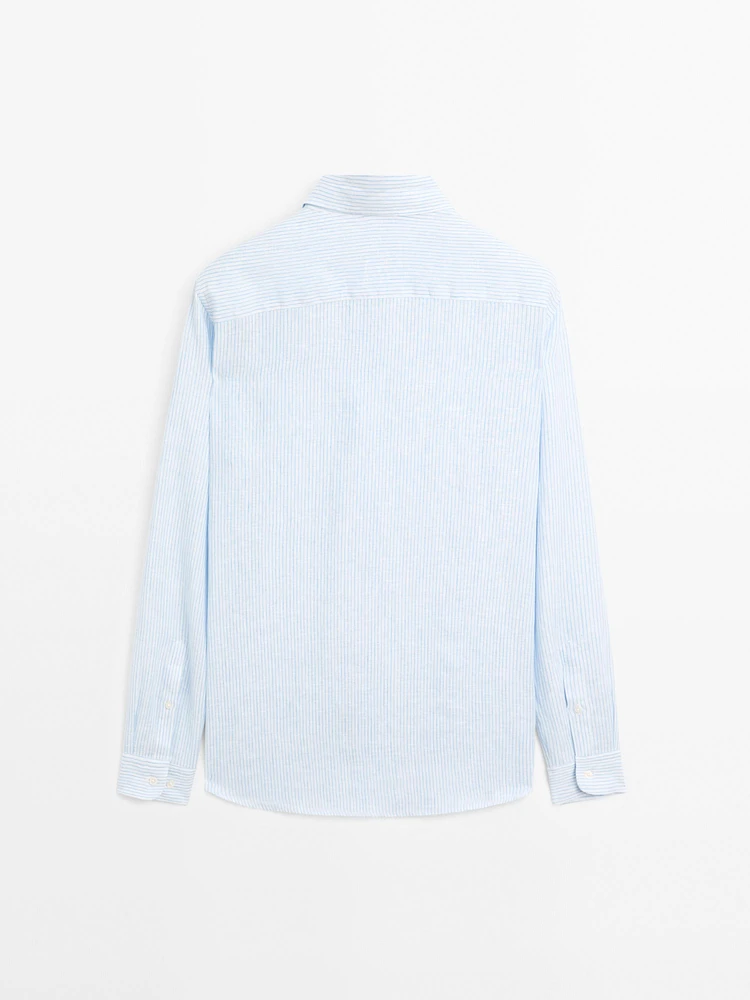Chemise slim à rayures 100 % lin
