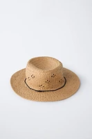 STRAW-LOOK HAT WITH CORD