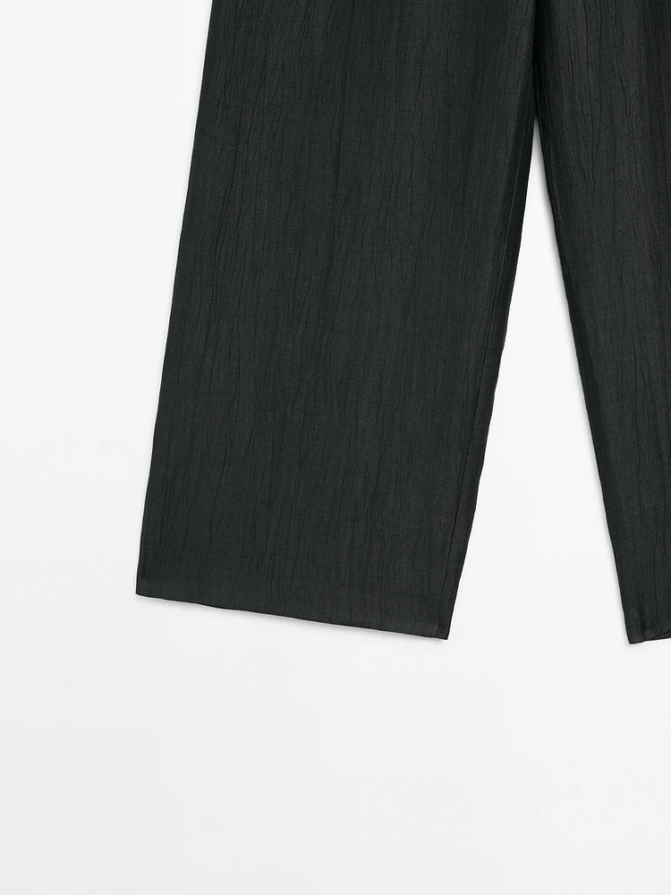 Pantalon large lin mélangé