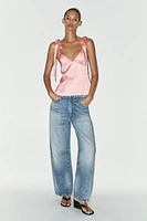 SATIN EFFECT BOW TOP
