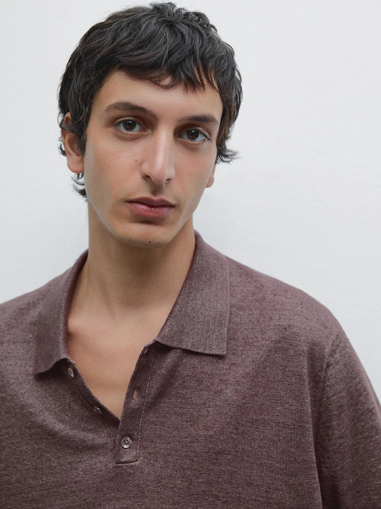 100% linen knit polo shirt