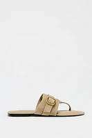 SPLIT LEATHER BUCKLE SANDALS