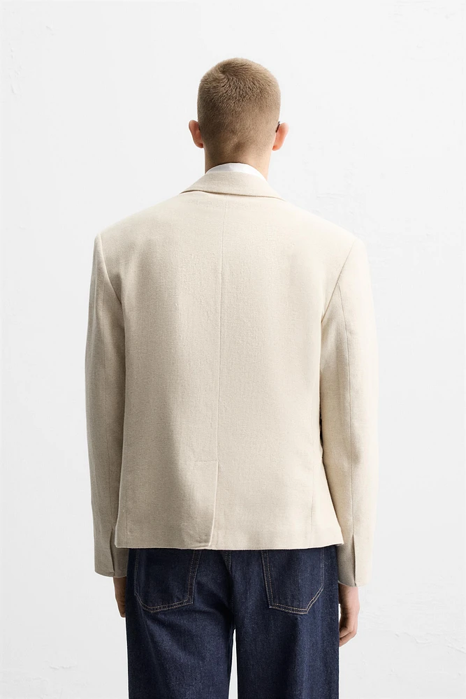 VESTE DE COSTUME CROISÉE EN LIN