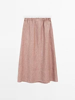 Jupe midi élastique 100 % lin