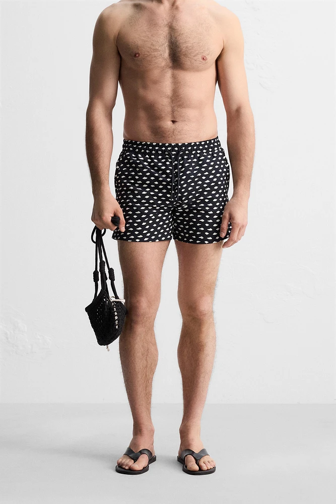 ABSTRACT PRINT SHORT SWIMMING TRUNKS