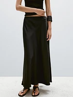 Flowing satin midi skirt
