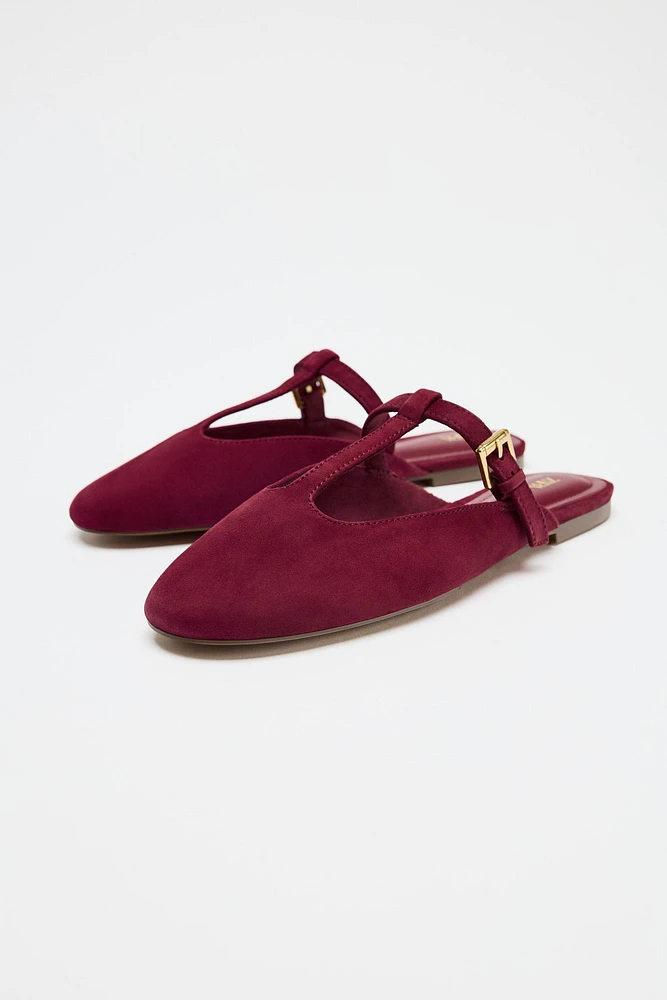 CHAUSSURES À BRIDES ARRIÈRE EN CROÛTE DE CUIR