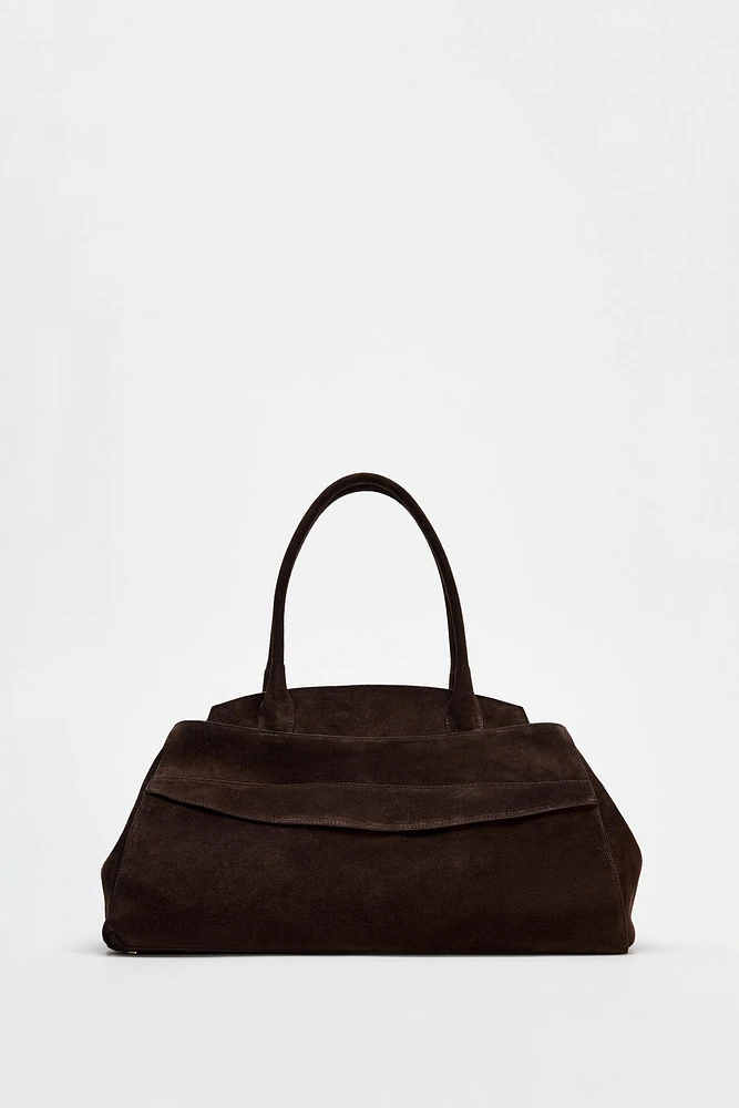 SPLIT LEATHER SHOULDER BAG