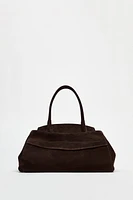 SPLIT LEATHER SHOULDER BAG