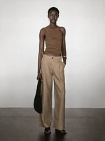 Flowing 100% linen trousers with darts