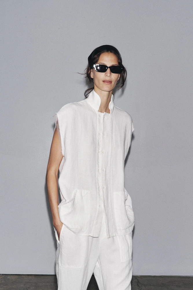 DOUBLE BUTTON LINEN PANTS