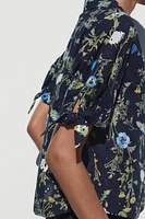 EMBROIDERED EYELET PRINTED SHIRT