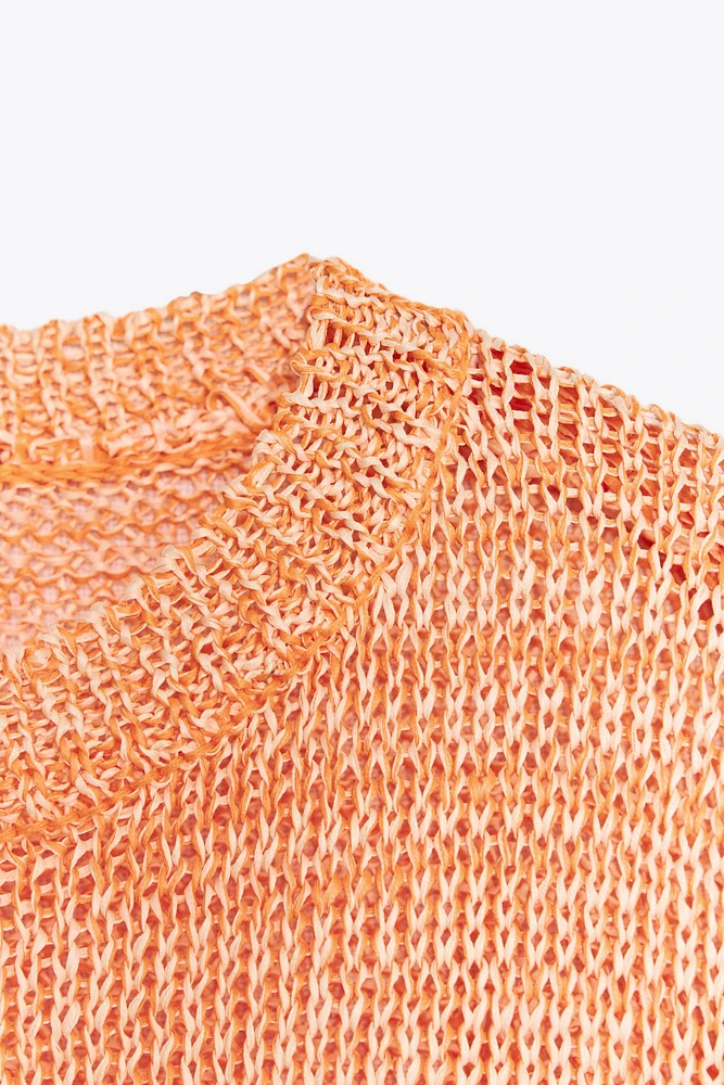 RIBBED KNIT SWEATER WITH RIBBONS