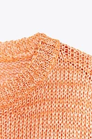 RIBBED KNIT SWEATER WITH RIBBONS