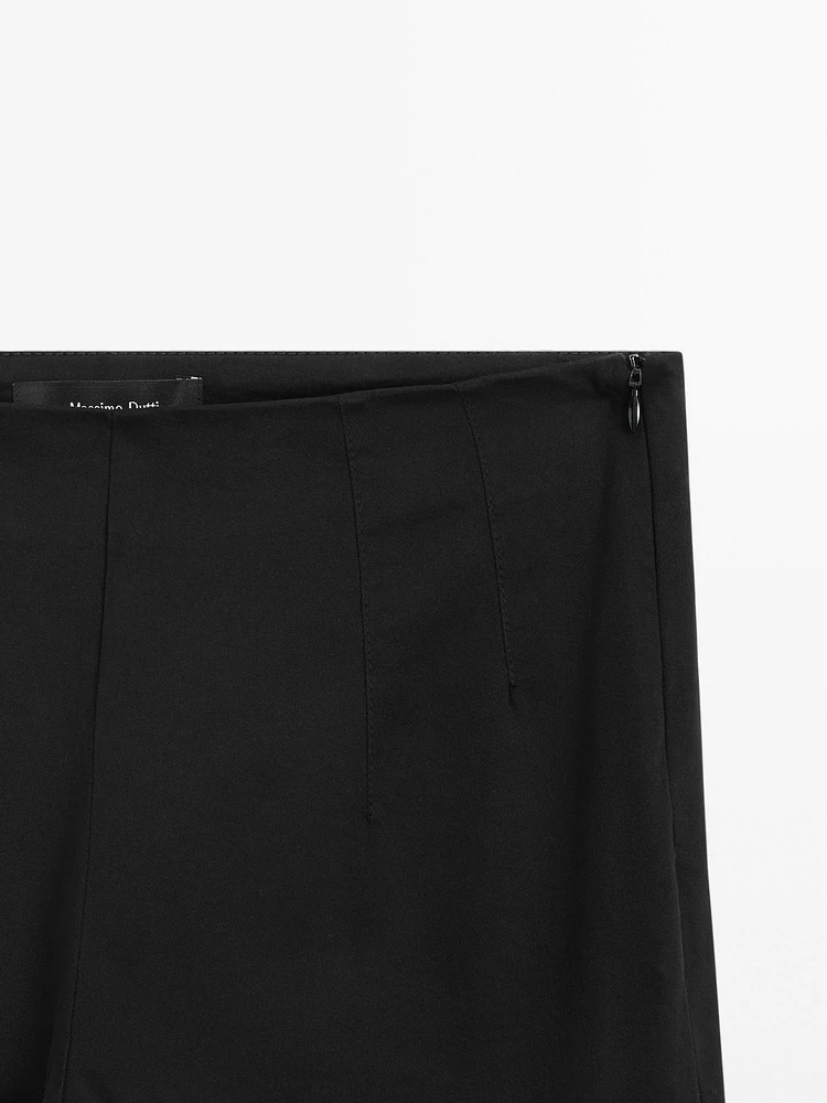 Mid-rise stretch flared trousers