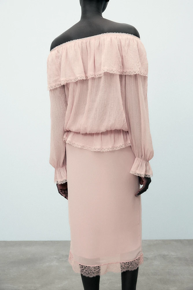 CHEMISE BAVOIR AVEC ÉPAULES DÉNUDÉES
