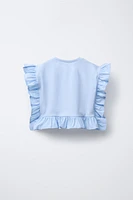 POPLIN RUFFLE MIXED T-SHIRT