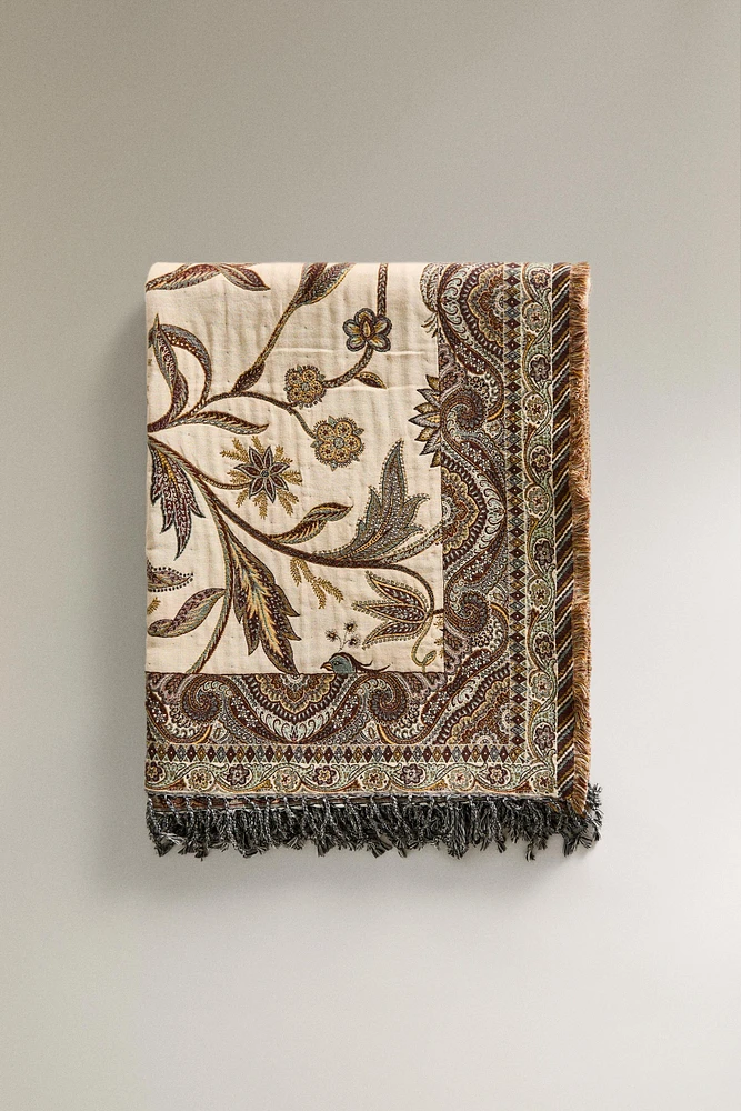 PLAID JACQUARD FLEURS