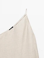 Lightweight asymmetric linen blend top