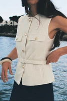 TEXTURED BELTED VEST
