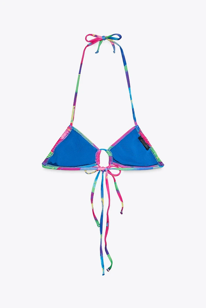 PRINTED TIE BIKINI TOP