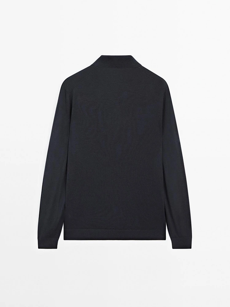 Pull polo en maille 100 % laine mérinos