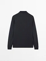 Pull polo en maille 100 % laine mérinos