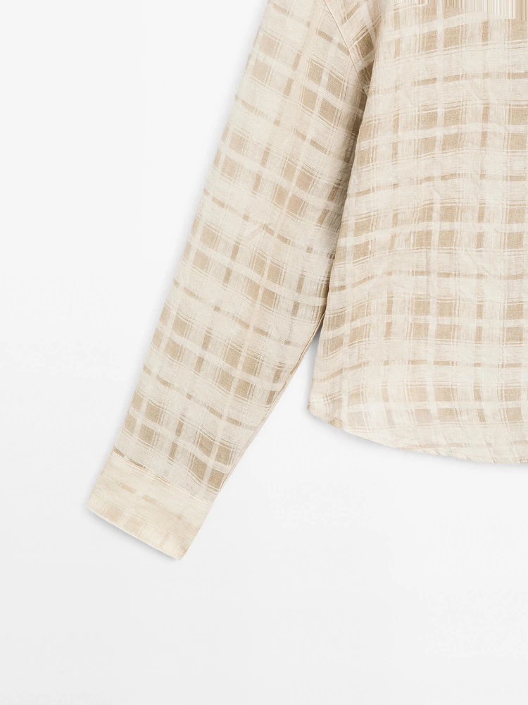 Flowing linen blend check shirt