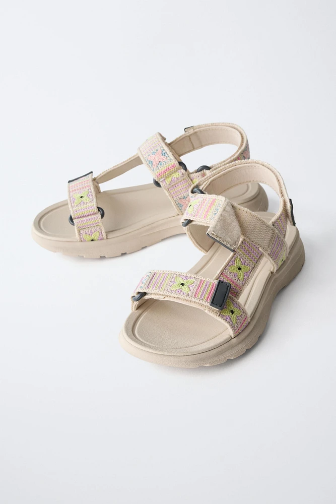 CROCHET EFFECT TECHNICAL SANDALS
