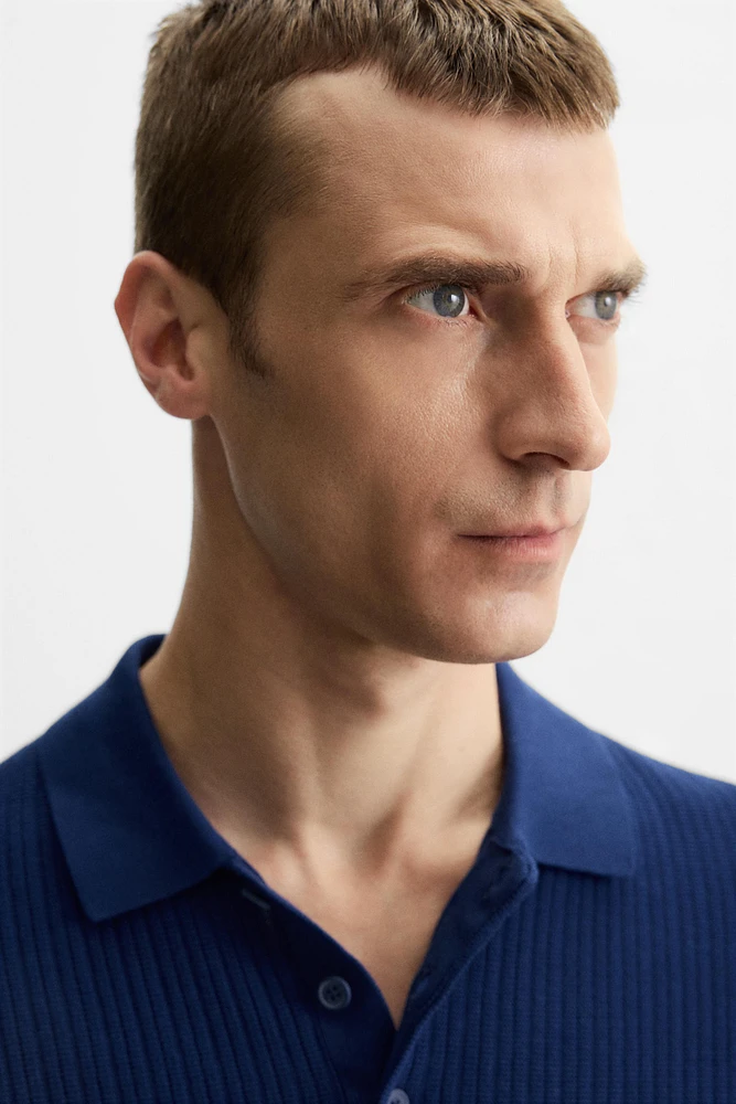 RIBBED KNIT POLO SHIRT