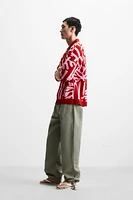 CHEMISE EN MAILLE JACQUARD CONTRASTE