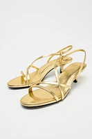 LEATHER KITTEN HEEL SANDALS