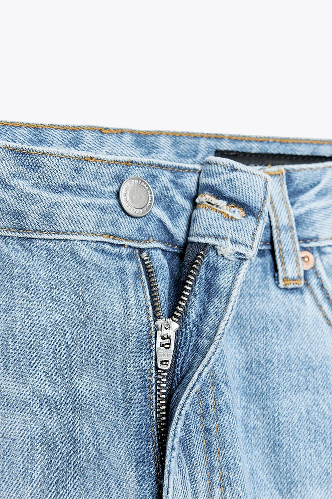 ZW COLLECTION MID-RISE RIPPED STRAIGHT JEANS