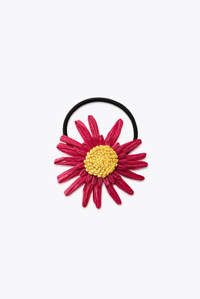 RAFFIA FLOWER SCRUNCHIE