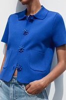 GILET EN MAILLE BOUTONS FANTAISIE