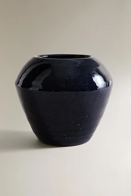 ENAMELED TERRACOTTA VASE