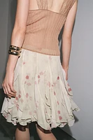 PRINTED RUFFLE SKIRT