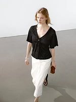 100% linen short sleeve cardigan