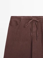 Pantalon droit avec poches 100 % lin