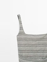 Striped flounce midi dress