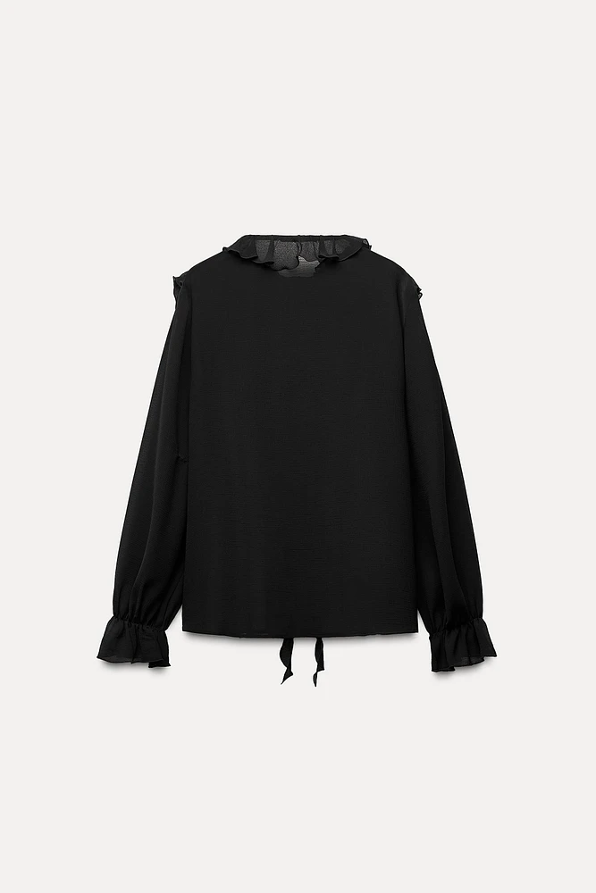 RUFFLED CREPE SHIRT