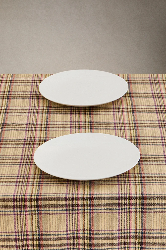 CHECKED COTTON LINEN TABLECLOTH