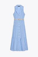 ROBE MI-LONGUE CEINTURE AVEC LIN